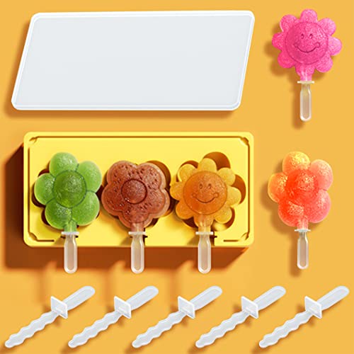 Rolin Roly Eisformen Blume Eiscremeformer Wiederverwendbarm Sonnenblume Silikon Form Cakepop formen Popsicle DIY Ice Cream Moulds Deckel Cake von Rolin Roly