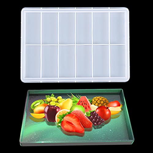Rolin Roly Groß Rechteck Untersetzer Silikonform Harzschalenformen Epoxid Untersetzer Schimmel Tablett Gießform Für Schmuck Kosmetik Obst Snack Halter Form DIY Home Decoration von Rolin Roly