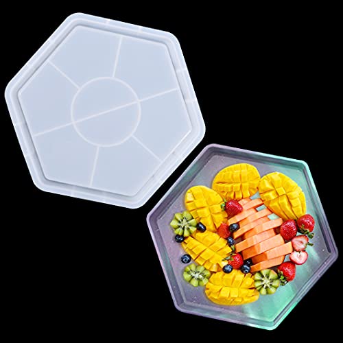 Rolin Roly Silikonform Sechseckige Große Tablett Gießform Untersetzer Harzschalenformen Hexagonal Epoxid Schimmel für Schmuck Kosmetik Snack Halter DIY Home Decoration von Rolin Roly