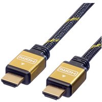 Roline HDMI Anschlusskabel HDMI-A Stecker 1.00m Schwarz, Gold 11.04.5501 doppelt geschirmt, vergolde von Roline