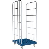 Rollbehälter Classic, 2-seitig, galvanisch verzinkt, Kunststoff-Rollplatte, HxBxT 1.850 x 724 x 815 mm, enzianblau von Jungheinrich PROFISHOP