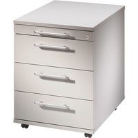 Hammerbacher Rollcontainer DownTown, 4 Schubladen mit Metall-Griff, lichtgrau von Hammerbacher