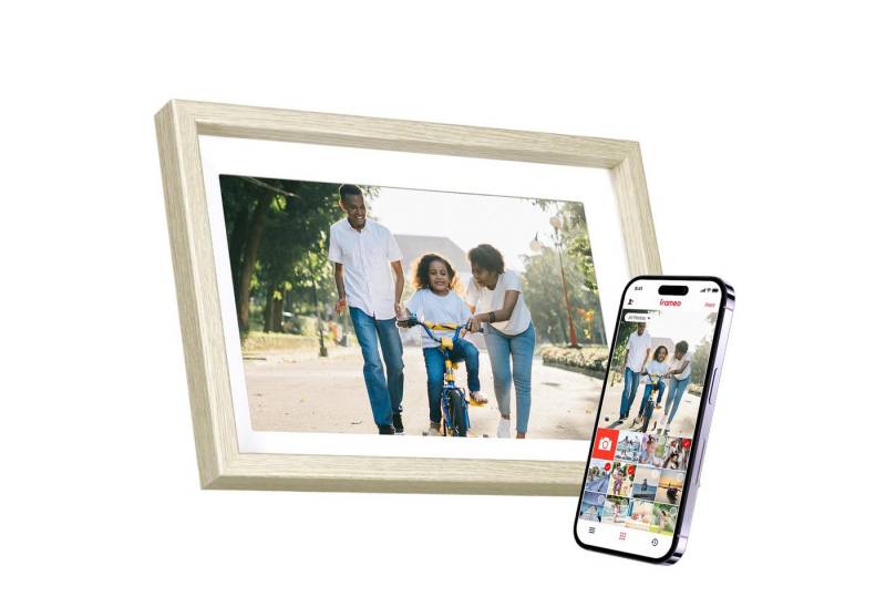 Rollei ROLLEI Smart Frame WiFi 108 Holzoptik Fichte Digitaler Bilderrahmen (WiFi, Touchscreen, 10,1 Zoll Display, 32 GB Speicher, Holzoptik) von Rollei