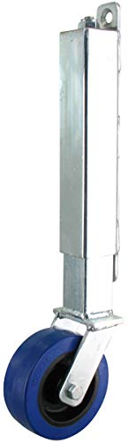 Rollentechnik gefederte Torrolle Torlaufrolle Stützrad Federrolle für Schwenktor Weidetor Hoftor Gartentor | Rad Elastic-Gummi Rollastic® Ø100x36 | Bauhöhe 400mm | Tragfähigkeit 70 kg von Rollentechnik