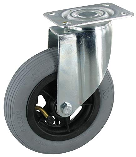 Rollentechnik Lenkrolle mit Feststeller Rad Luftreifen Ø150x30 mit Kugellager & Anschraubplatte Bauhöhe 188mm Tragfähigkeit 60 kg von Rollentechnik