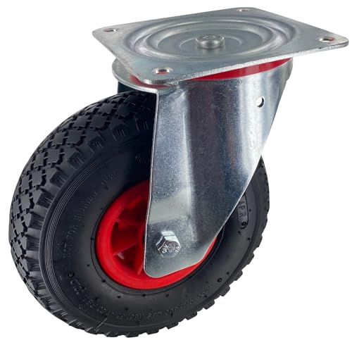 Rollentechnik Lenkrolle ohne Feststeller Rad Luftreifen Ø260x85 mit Rollenlager & Anschraubplatte Bauhöhe 295mm Tragfähigkeit 200 kg Rollentechnik Lenkrolle ohne Feststeller Rad Luftreifen Ø260x85 mit Rollenlager & Anschraubplatte Bauhöhe 295mm Tragfähigkeit 200 kg von Rollentechnik