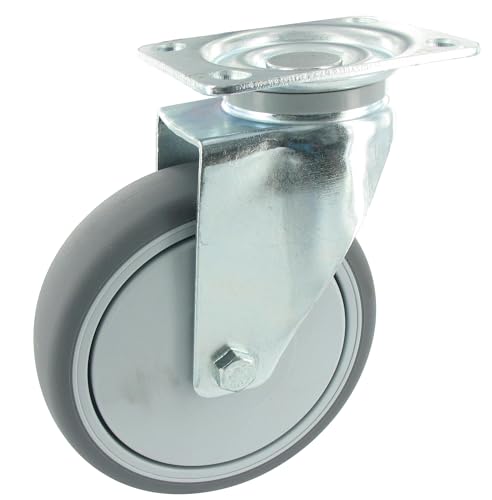 Rollentechnik Lenkrolle ohne Feststeller Rad Thermoplastischer Gummi Ø100x30 mit Kugellager & Anschraubplatte Bauhöhe 135mm Tragfähigkeit 80 kg Rollentechnik Lenkrolle ohne Feststeller Rad Thermoplastischer Gummi Ø100x30 mit Kugellager & Anschraubplatte Bauhöhe 135mm Tragfähigkeit 80 kg von Rollentechnik