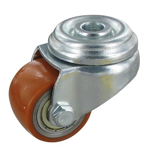 Rollentechnik Mini Schwerlast Lenkrolle ohne Bremse Rad Polyurethan Rollpur® Ø35x27 mit Rückenloch Bauhöhe 50mm Tragfähigkeit 100 kg von Rollentechnik