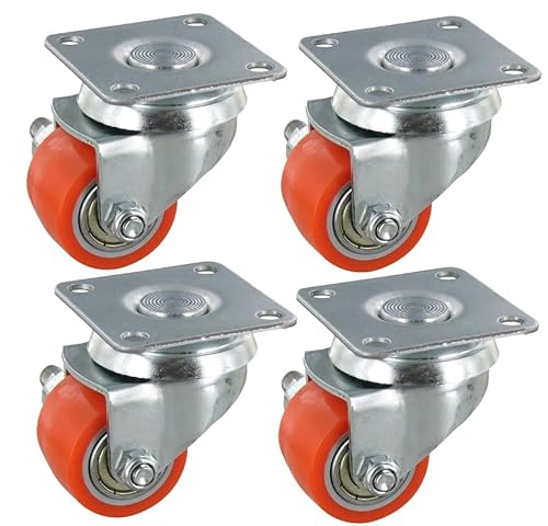 Rollentechnik Satz 4x Mini Schwerlast Rollen | 4x Lenkrolle Polyurethan Höhe 54mm Tragfähigkeit 270 kg/Satz von Rollentechnik