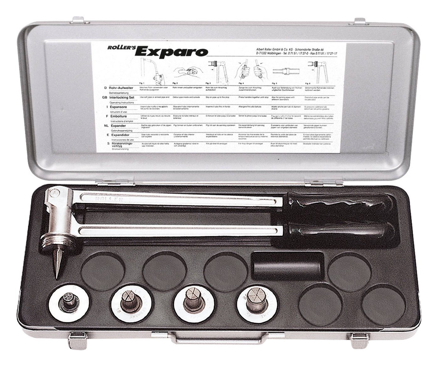 Roller Werkzeuge und Maschinen Montagewerkzeug, (5-tlg), Rohraufweiter Exparo Cu Set 12-15-18-22-28 von Roller Werkzeuge und Maschinen