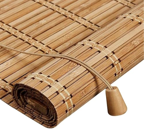 Retro Bambus Rollo Jalousine Bambusrollo,50-140cm Breit Bambus Raffrollo,Natur Holzrollos,Sonnenschutz und Sichtschutz Rollo Seitenzugrollo Für Fenster und Türen,Anpassbar(60x110cm/24x43.3in) von Roller blind