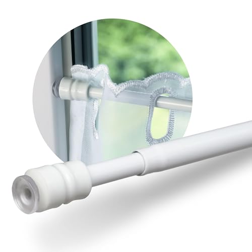 Rollina Klemmstange Gardinenstange ohne Bohren weiß | mit Gummipuffer | starke Spannung durch Drehmechanismus | Klemm-Bistrogardinenstange für Scheibengardinen (40-60cm (2er Pack)) von Rollina