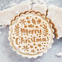 Happy Merry Christmas-Stempel, Prägestempel Aus Holz, Gravierter Stempel Mit Laser von RollingPinCollection
