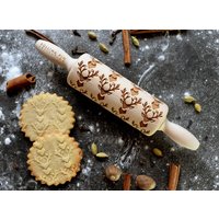 Rentierkopf Nudelholz Groß, Teigroller Rolling Pin, Graviert Teigroller, Ein Geschenk Für Den Urlaub von RollingPinCollection