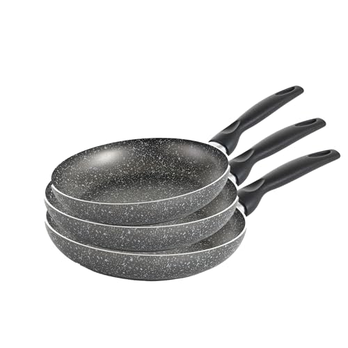 RollitPop 3 antihaftbeschichtete Pfannen 20, 24, 28 cm, aus Aluminium, hergestellt in Italien, leicht zu reinigen, hervorragende Qualität und perfekte Antihaftbeschichtung, keine Induktion (Set) von RollitPop