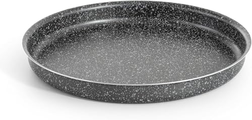 Rundes Backblech für Pizza und Mehl, 34 cm, hergestellt in Italien, hohe Antihaftbeschichtung, aus Aluminium, leicht und einfach zu reinigen, Steinoptik, Linie Vulcania (1 Backblech) von RollitPop