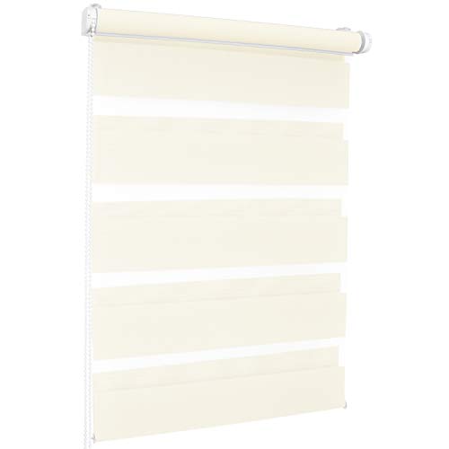 ROLLMAXXX Duo-rollo Doppelrollo Klemmfix ohne Bohren (130 x 150 cm, Beige) von ROSEPLAZA