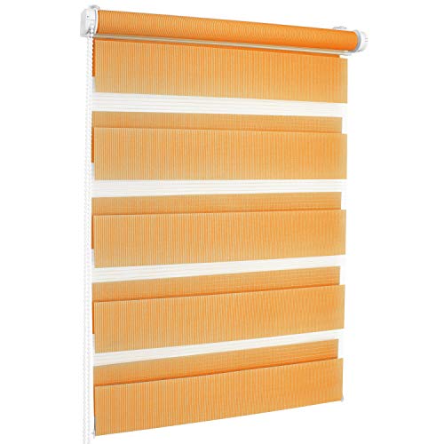 ROLLMAXXX Duo-rollo Doppelrollo Klemmfix ohne Bohren (75 x 150 cm, Orange) von ROSEPLAZA