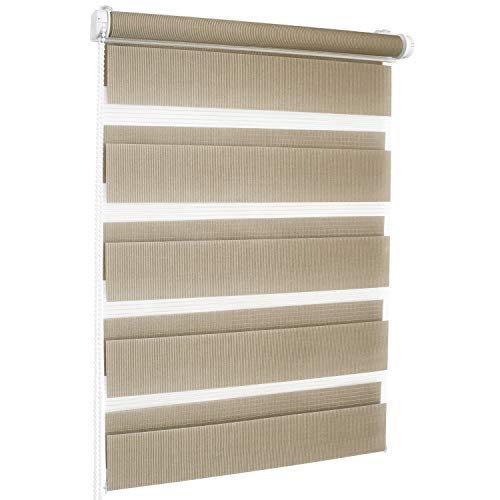 ROLLMAXXX Duo-rollo Doppelrollo Klemmfix ohne Bohren (90 x 150 cm, Hellbraun) von Rollmaxxx
