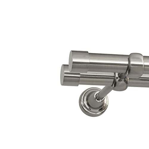 ROLLMAXXX Gardinenstange Vorhangstange 19mm 2-läufig Edelstahl Design Metall (Rullo, 200 cm) von Fiico
