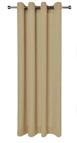 Rollmayer Vorhänge Schal mit Ösen Kollektion Vivid (Beige 3, 135x215 cm - BxH - 2 er Pack) Blickdicht Uni einfarbig Gardinen Schal für Schlafzimmer Schal von Rollmayer