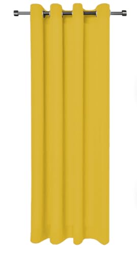 Rollmayer Vorhänge Schal mit Ösen Kollektion Vivid (Gelb 5, 135x175 cm - BxH - 2 er Pack) Blickdicht Uni einfarbig Gardinen Schal für Schlafzimmer Schal von Rollmayer