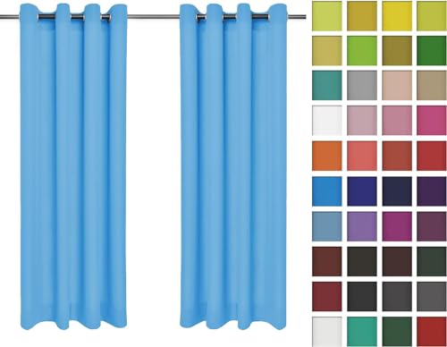 Rollmayer Vorhänge Schal mit Ösen Kollektion Vivid (Himmelblau 14, 135x175 cm - BxH) Blickdicht Uni einfarbig Gardinen Schal von Rollmayer