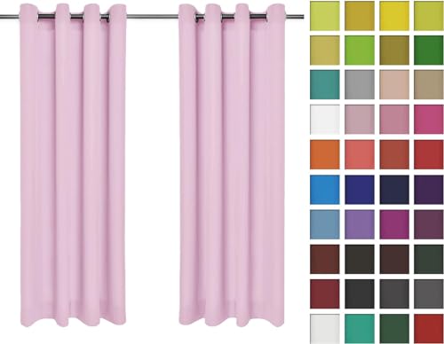 Rollmayer Vorhänge Schal mit Ösen Kollektion Vivid (Pastellrosa 50, 135x175 cm - BxH) Blickdicht Uni einfarbig Gardinen Schal von Rollmayer