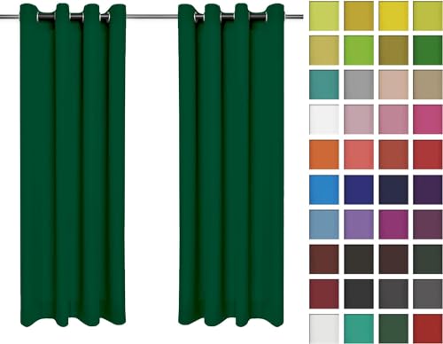 Rollmayer Vorhänge Schal mit Ösen Kollektion Vivid (Smaragdgrün 46, 135x175 cm - BxH) Blickdicht Uni einfarbig Gardinen Schal von Rollmayer