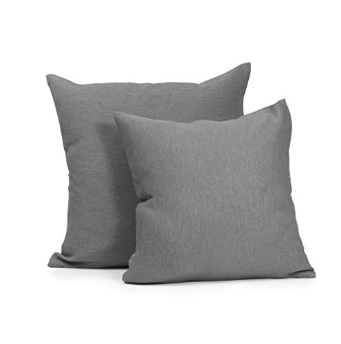 Rollmayer 2er Set Deko-Kissen Kissenhülle Kissenbezug Sofakissen Kollektion MELO (C8 Dunkel Schwarzgrau, 70x70cm) von Rollmayer