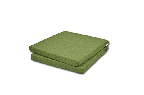 Rollmayer 2er Set Stuhlkissen Stuhlauflage Sitzkissen Sitzpolster Auflage für Stühle in Haus und Garten Kollektion Melange (Grün 333, 40x40x4cm) von Rollmayer