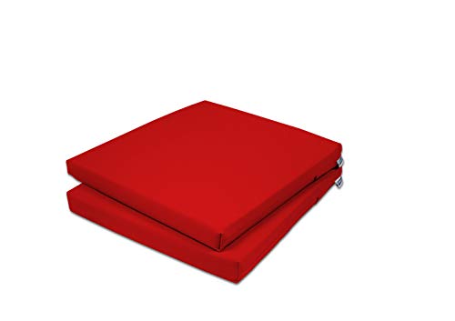 Rollmayer 2er Set Stuhlkissen Stuhlauflage Sitzkissen Sitzpolster Auflage für Stühle in Haus und Garten Kollektion Vivid (Rot 12, 40x40x4cm) von Rollmayer