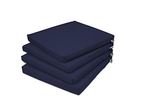 Rollmayer 4er Set Stuhlkissen Stuhlauflage Sitzkissen Sitzpolster Auflage für Stühle in Haus und Garten Kollektion Vivid (Dunkel Blau 16, 40x40x4cm) von Rollmayer