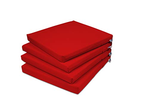 Rollmayer 4er Set Stuhlkissen Stuhlauflage Sitzkissen Sitzpolster Auflage für Stühle in Haus und Garten Kollektion Vivid (Rot 12, 40x40x4cm) von Rollmayer