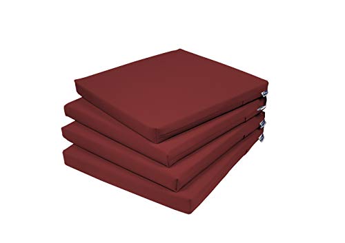 Rollmayer 4er Set Stuhlkissen Stuhlauflage Sitzkissen Sitzpolster Auflage für Stühle in Haus und Garten Kollektion Vivid (Weinrot 13, 40x40x4cm) von Rollmayer