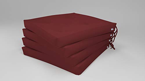 Rollmayer 4er Set Stuhlkissen mit Steppung Stuhlauflage Sitzkissen Sitzpolster Auflage für Stühle in Haus und Garten Kollektion Vivid (Weinrot 13, 40x40x4cm) von Rollmayer
