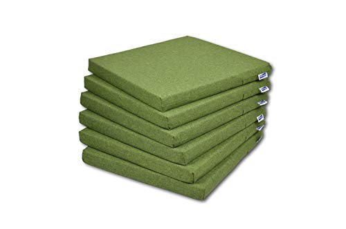 Rollmayer 6er Set Stuhlkissen Stuhlauflage Sitzkissen Sitzpolster Auflage für Stühle in Haus und Garten Kollektion Melange (Grün 333, 40x40x4cm) von Rollmayer