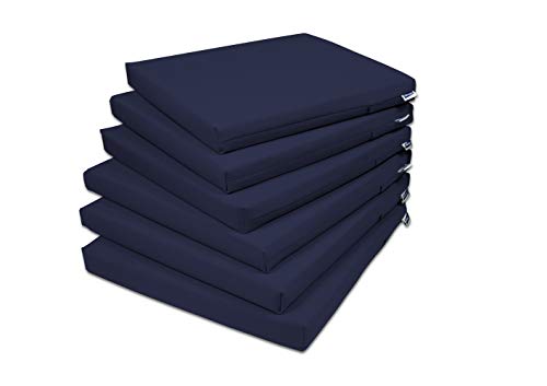 Rollmayer 6er Set Stuhlkissen Stuhlauflage Sitzkissen Sitzpolster Auflage für Stühle in Haus und Garten Kollektion Vivid (Dunkel Blau 16, 40x40x4cm) von Rollmayer