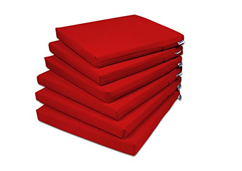 Rollmayer 6er Set Stuhlkissen Stuhlauflage Sitzkissen Sitzpolster Auflage für Stühle in Haus und Garten Kollektion Vivid (Rot 12, 40x40x4cm) von Rollmayer