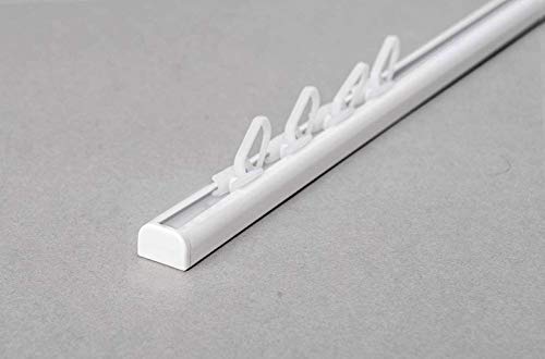 Rollmayer Aluminium Gardinenschiene Mini im Weiß mit Deckenbefestigung (mit Faltenlegehaken, 520cm) glänzend 1-läufig Vorhangschiene Innenlaufschiene für Schiebevorhänge, Gardinen und Vorhänge von Rollmayer