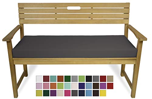 Rollmayer Bankkissen Bankauflage Sitzkissen Bankpolster Auflage für Bänke in Haus und Garten Kollektion Vivid, 1 Stück (Dunkel Grafit 61, 120x40x8cm) von Rollmayer