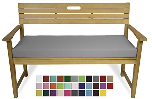 Rollmayer Bankkissen Bankauflage Sitzkissen Bankpolster Auflage für Bänke in Haus und Garten Kollektion Vivid, 1 Stück (Silbergrau 31, 120x50x8cm) von Rollmayer