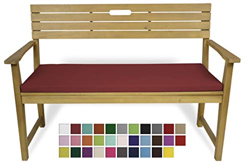 Rollmayer Bankkissen Bankauflage Sitzkissen Bankpolster Auflage für Bänke in Haus und Garten Kollektion Vivid, 1 Stück (Weinrot 13, 120x40x4cm) von Rollmayer