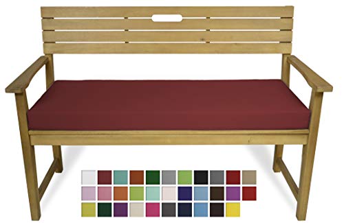 Rollmayer Bankkissen Bankauflage Sitzkissen Bankpolster Auflage für Bänke in Haus und Garten Kollektion Vivid, 1 Stück (Weinrot 13, 120x50x8cm) von Rollmayer