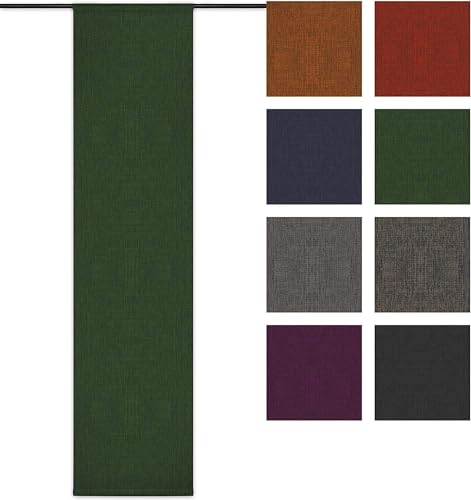 Rollmayer Blickdicht Leinenoptik Schiebevorhang/Flächenvorhang inkl. Beschwerungsstange im 60x200CM Melange (Grün 333, Klettband) Schiebepaneele Schiebegardine Vorhang Raumteiler von Rollmayer