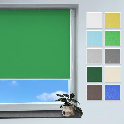 Rollmayer Classic Rollo Klemmfix ohne Bohren, Seitenzugrollo Rollo für Fenster und Tür (Classic Grün, B100cm x H150cm) von Rollmayer