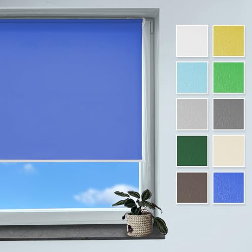 Rollmayer Classic Rollo Klemmfix ohne Bohren, Seitenzugrollo Rollo für Fenster und Tür (Classic Indigo, B100cm x H150cm) von Rollmayer