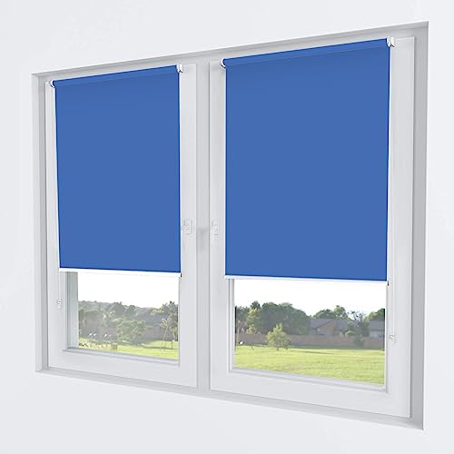 Rollmayer Classic Rollo Klemmfix ohne Bohren, Seitenzugrollo Rollo für Fenster und Tür (Classic Indigo, B125cm x H150cm) von Rollmayer