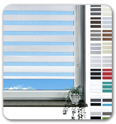 Rollmayer Klemmfix-Doppelrollo ohne Bohren Klemmrollo Fensterrollo Duo Rollo Sonnenschutzrollo Zebrarollo Seitenzugrollo für Fenster und Tür (Weiß - 115 x 150 cm - BxH) von Rollmayer