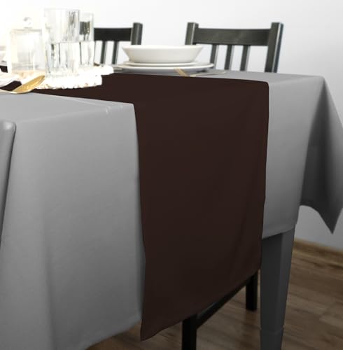Rollmayer Hochwertiger Tischläufer Tischwäsche Uni einfarbig Pflegeleicht Kollektion Vivid, Farbe & Größe wählbar (Braun 28, 40x180cm) von Rollmayer